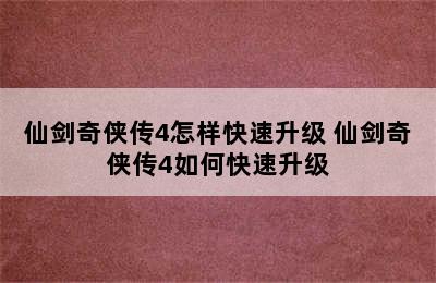 仙剑奇侠传4怎样快速升级 仙剑奇侠传4如何快速升级